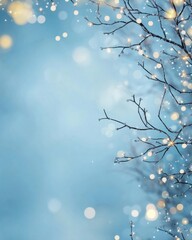 Enchanting winter wonderland: sparkling snowflakes on twinkling branches