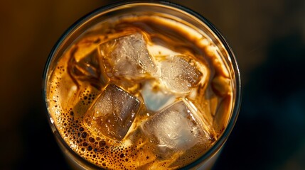 Refreshing Ice Coffee With Golden Brown Swirls