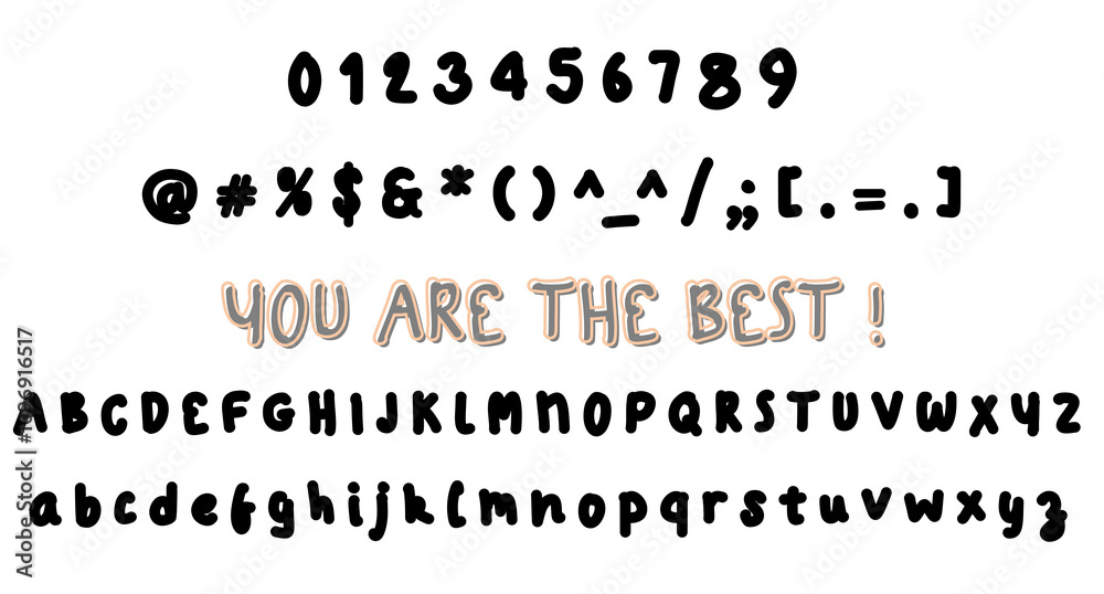 Fototapete alphabet letters font set. cool font with trendy letters thin, bold, uppercase, lowercase and number
