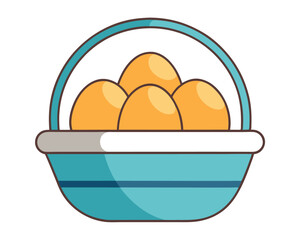 Fototapeta premium basket with eggs clipart cartoon Illustration drawing