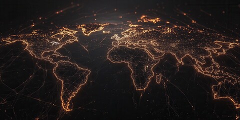 Image of A night view of Earth showcasing illuminated cities and regions, highlighting human activity and connectivity across the globe. printed on Printed Glass Splashbacks