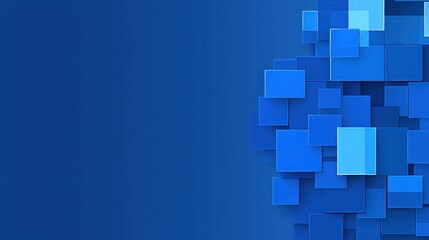 Abstract Blue Squares: A Digital Composition of Overlapping Geometric Shapes