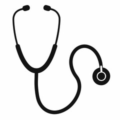 Stethoscope Silhouette Vector, Doctor's Stethoscope Silhouette, Stethoscope Icon Vector,  Stethoscope Vector Illustration