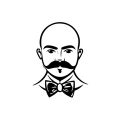 bald man character logo icon design cartoon