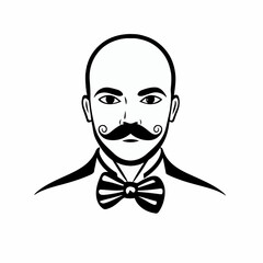 bald man character logo icon design cartoon
