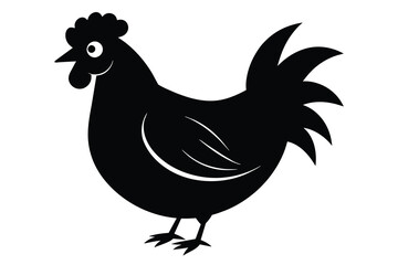 chicken vector icon silhouette black on white back 