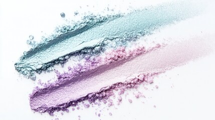A streak of luminous iridescent highlighter swatches in pearl, mint, and violet, with an opalescent finish that shifts in the light.