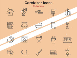 Icons representing caretakers and caregiving themes in vector style