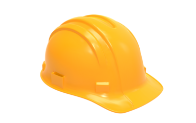 Yellow safety work helmet isolated in transparent background