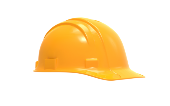 Yellow safety work helmet isolated in transparent background