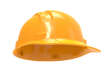 Yellow safety work helmet isolated in transparent background