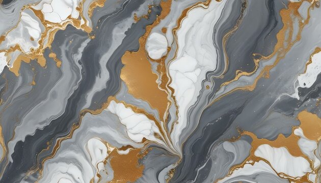 Patrones de Mármol Fluido Un fondo que imite el mármol en tonos de gris, blanco y toques de dorado o cobre. La mezcla de colores tiene un efecto elegante y moderno, perfecto para una apariencia lujo