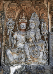 Image of stone temples and stone sculptures in India.