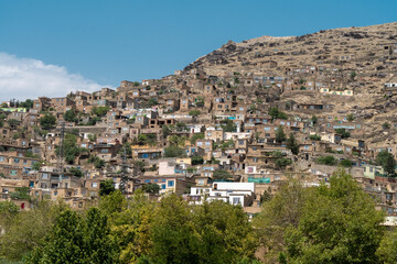 Obraz premium City of Kabul, capital of Afghanistan. View of the city and slums around the city