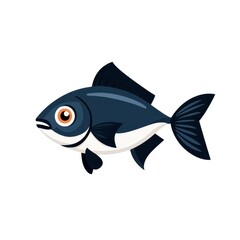 Obraz premium A stylized illustration of a fish featuring a dark blue body, white belly, and a prominent eye, swimming gracefully.