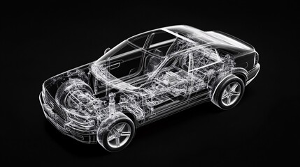 Naklejka premium 3D Wireframe Model of a Car
