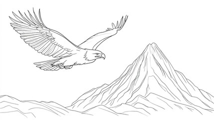 Fototapeta premium Eagle soaring over snowy peaks