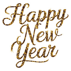 Happy new year glitter lettering vector.