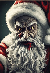 Evil scary ominous santa clause, retro artwork