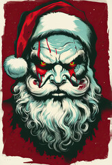 Evil scary ominous santa clause, retro artwork