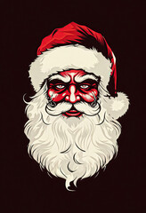 Evil scary ominous santa clause, retro artwork