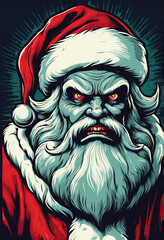 Evil scary ominous santa clause, retro artwork