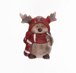 toy figurine ceramic Santa Claus isolated on white background