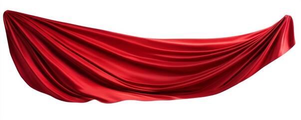 Smooth red fabric draped elegantly, creating luxurious appearance