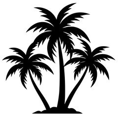 Palm Tree Silhouette Vector, Beach Palm Tree Vector, Sunset Palm Tree Silhouette, Summer Beach Tree