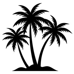 Palm Tree Silhouette Vector, Beach Palm Tree Vector, Sunset Palm Tree Silhouette, Summer Beach Tree