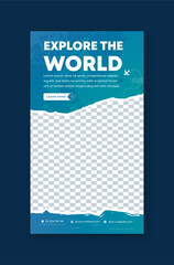 Fototapeta premium Travel vacation Instagram post story design 