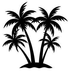 Fototapeta premium Palm Tree Silhouette Vector, Beach Palm Tree Vector, Sunset Palm Tree Silhouette, Summer Beach Tree