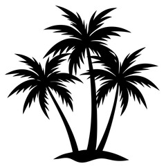 Fototapeta premium Palm Tree Silhouette Vector, Beach Palm Tree Vector, Sunset Palm Tree Silhouette, Summer Beach Tree