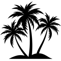 Obraz premium Palm Tree Silhouette Vector, Beach Palm Tree Vector, Sunset Palm Tree Silhouette, Summer Beach Tree