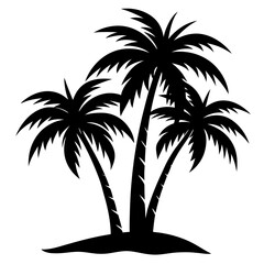 Fototapeta premium Palm Tree Silhouette Vector, Beach Palm Tree Vector, Sunset Palm Tree Silhouette, Summer Beach Tree