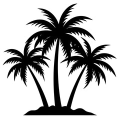 Palm Tree Silhouette Vector, Beach Palm Tree Vector, Sunset Palm Tree Silhouette, Summer Beach Tree