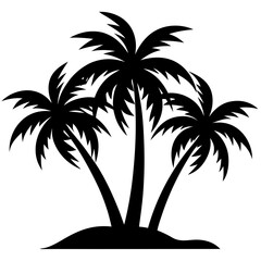 Palm Tree Silhouette Vector, Beach Palm Tree Vector, Sunset Palm Tree Silhouette, Summer Beach Tree