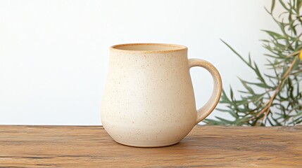 Masterfully handcrafted ceramic mug with a speckled glaze, organic shape, and a cozy artisan vibe, set on a rustic wooden table