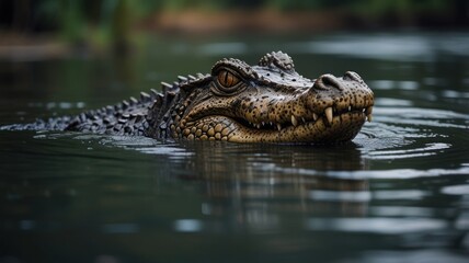 Fototapeta premium Spectacled Caiman in Water