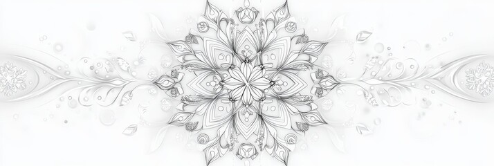 Intricate Mandala Christmas Design in Line Art - Elegant Christmas mandala, intricate line art, symmetrical design, winter holiday, festive decor.