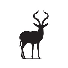 antelope black silhouette vector with white background.