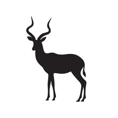 antelope black silhouette vector with white background.