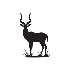 antelope black silhouette vector with white background.