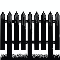 minimalist vector silhouette of a picket fence