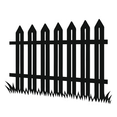 minimalist vector silhouette of a picket fence