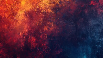 Fototapeta premium Vibrant Abstract Art with Fiery Red and Deep Blue Textures and Brush Strokes