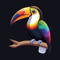 Naklejka premium A colorful toucan bird on a branch vector illustration 
