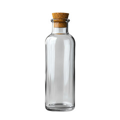 Clear glass bottle with cork stopper, perfect for storage or decoration