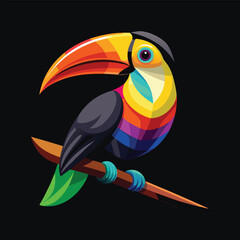 A colorful toucan bird on a branch vector illustration  © MDOFF656