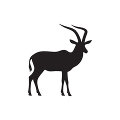 antelope black silhouette vector with white background.